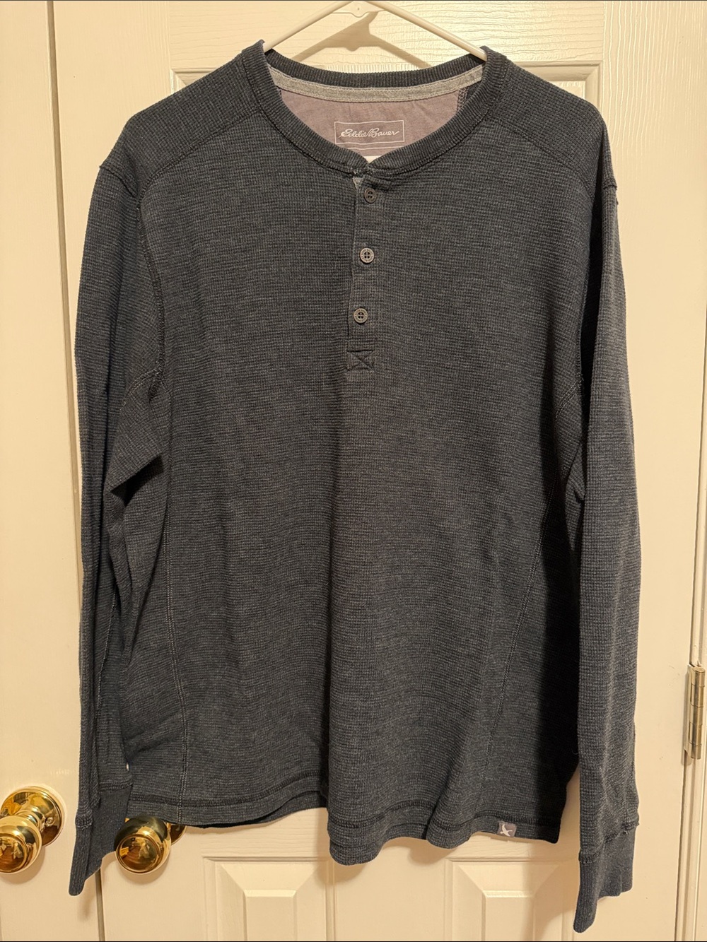 Eddie Bauer Men's Long-Sleeve Henley in Dark Charcoal